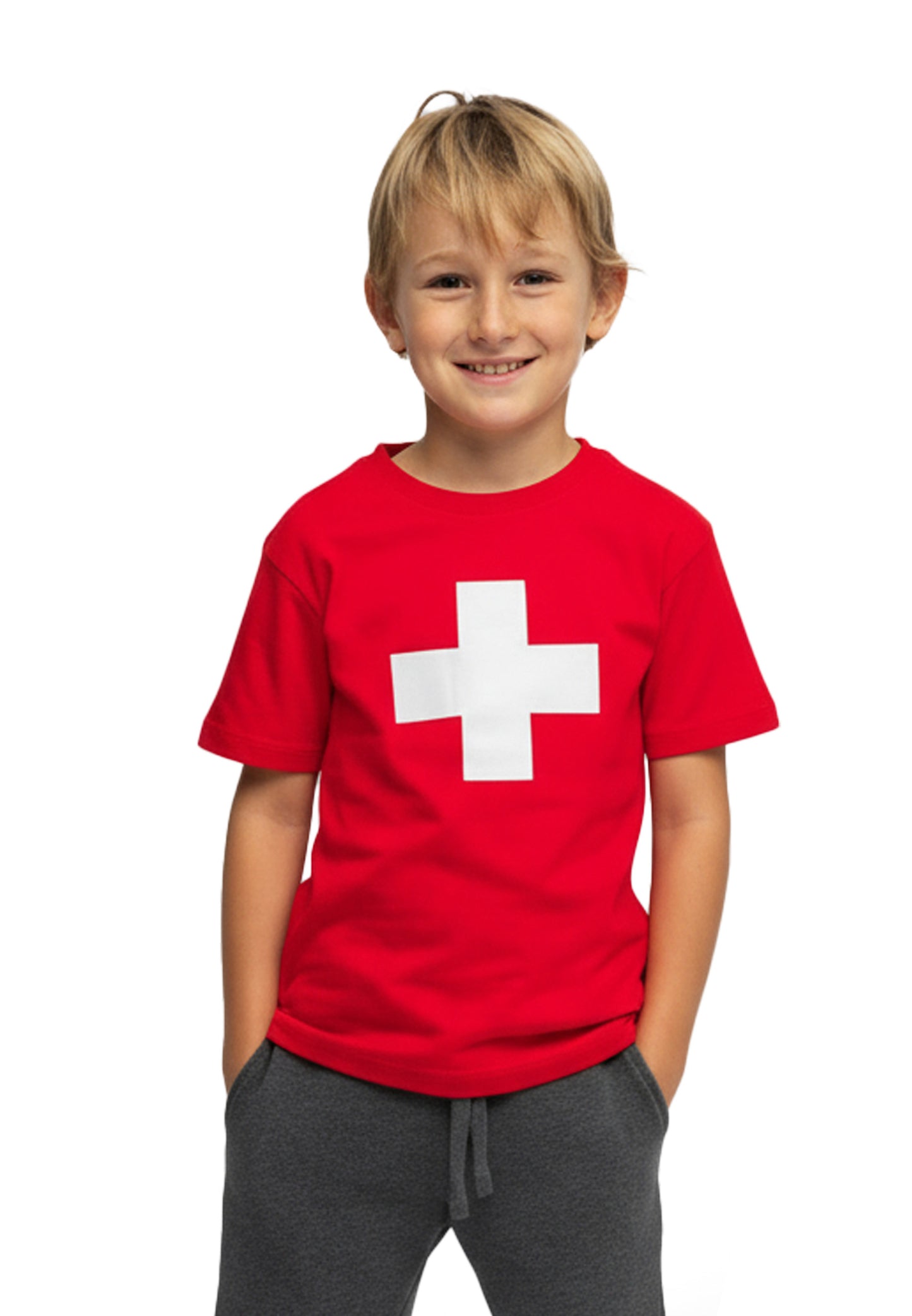 Switcher shirt kid's swiss vision helvetica color/10 rouge