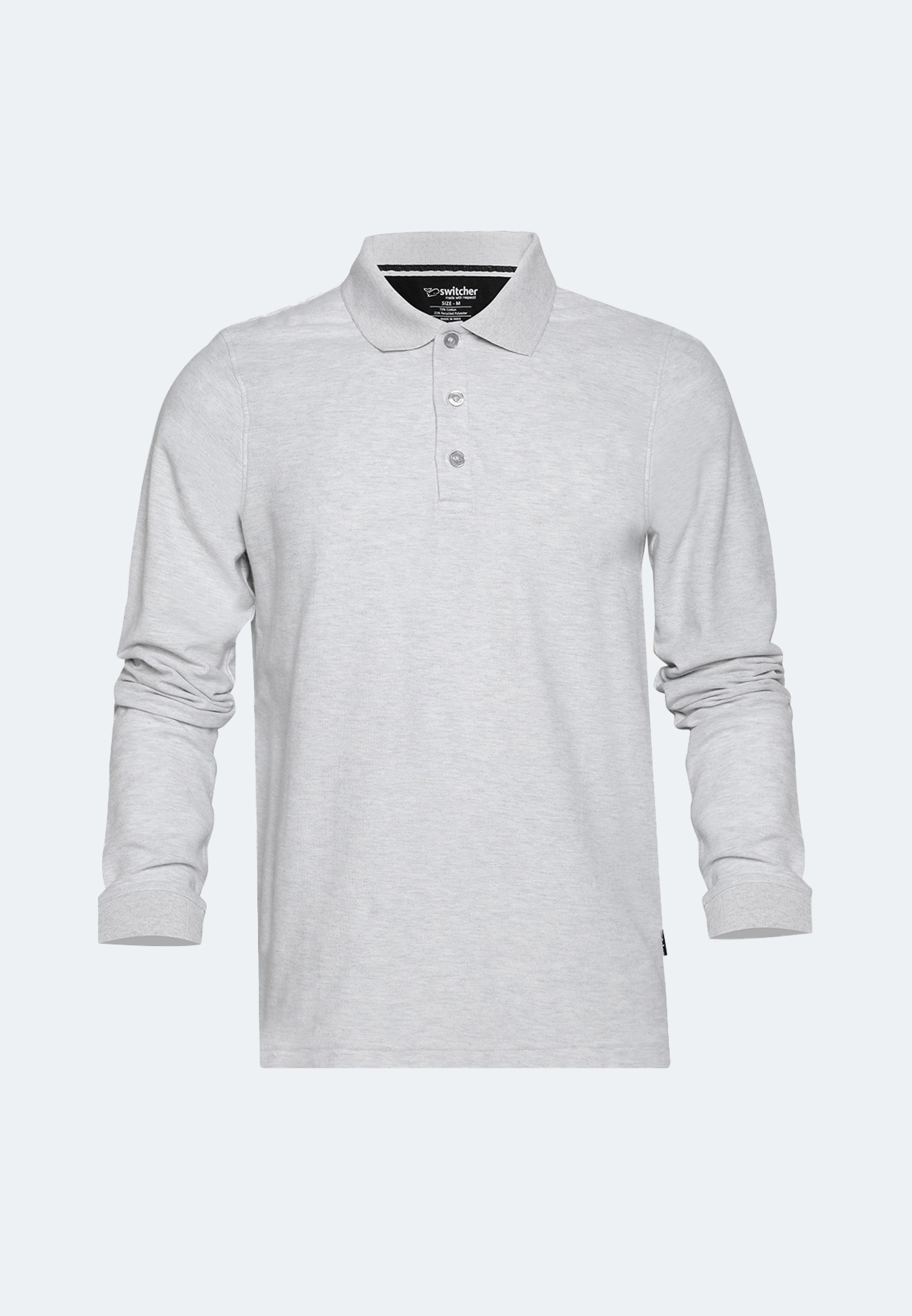 Long sleeve organic cotton piqué polo shirt Erik