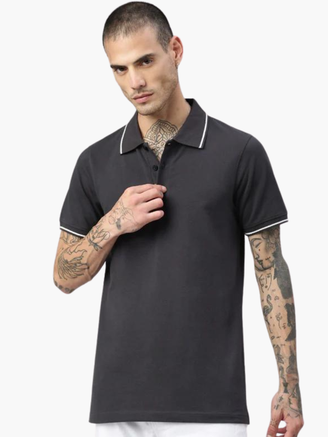 Contrast polo with elastane Ben 4002