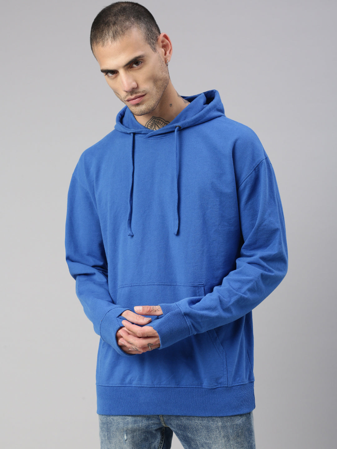 blue men's hoodie 