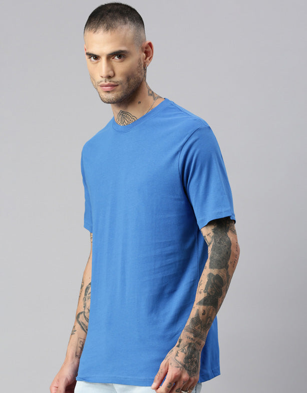 Cathalem Men's T Shirts Heavyweight Cotton Short Sleeve Crew Neck  T-Shirt,Blue L