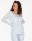 Organic long-sleeved T-shirt blue Bettina ladies switcher
