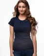 Rib T-Shirt-T-Shirt-Women-Nevy Blue-Organic Cotton-Round-Neckline-Switcher