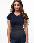 Rib T-Shirt-T-Shirt-Women-Nevy Blue-Organic Cotton-Round-Neckline-Switcher