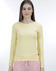 Women's T-shirt- Long-sleeved-yellow-cotton-switcher