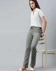 Women's Candice Organic Cotton Track Pants Ebony Chine Look Shot