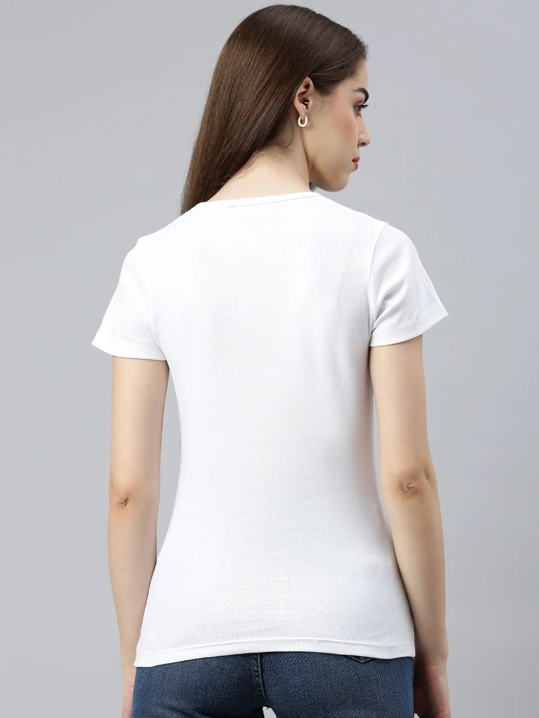 Women's Efia Cotton V-Neck T-Shirt Blanc Back