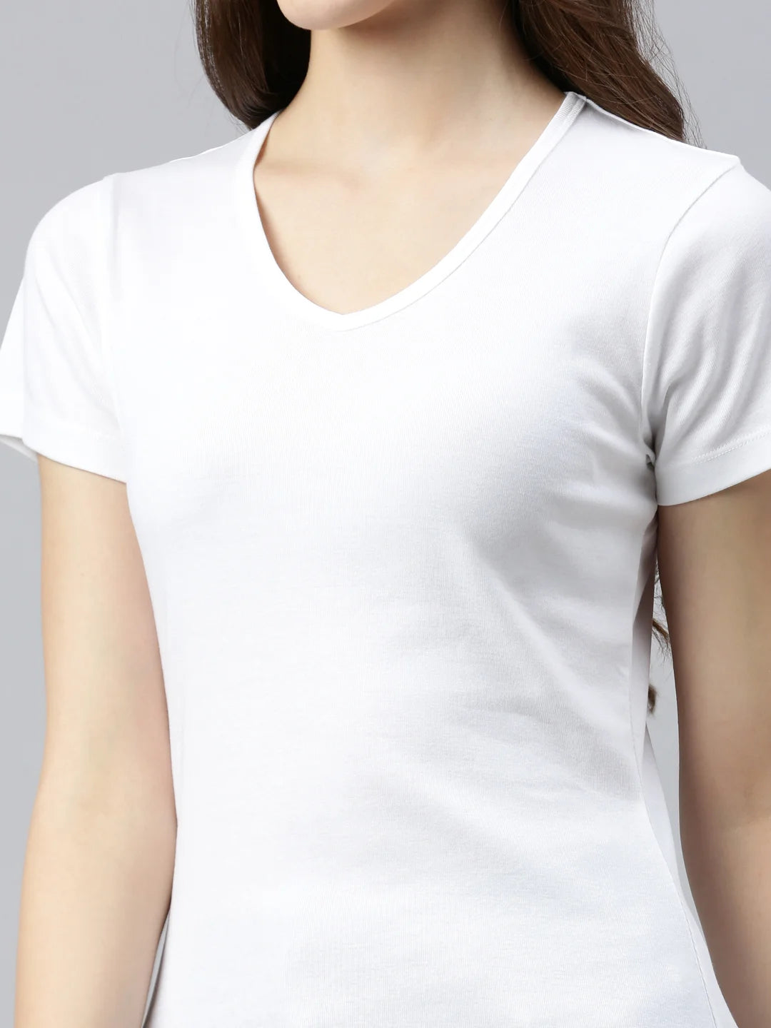 Women's Efia Cotton V-Neck T-Shirt Blanc Zoom