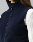 Women's Helsinki Fiber Fur Fleece Vest Navy Zoomin