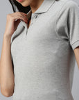 Women's Whale Cotton Polo Shirt Gris Chine Zoomin