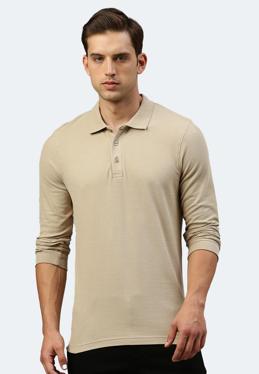 Long sleeve organic cotton piqué polo shirt Erik