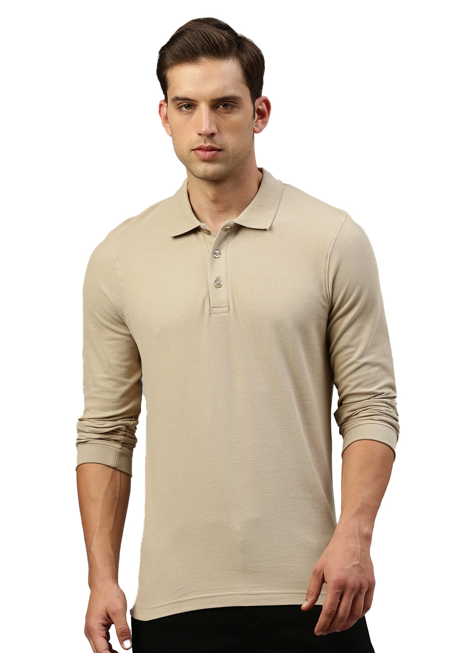 Long sleeve organic cotton piqué polo shirt Erik
