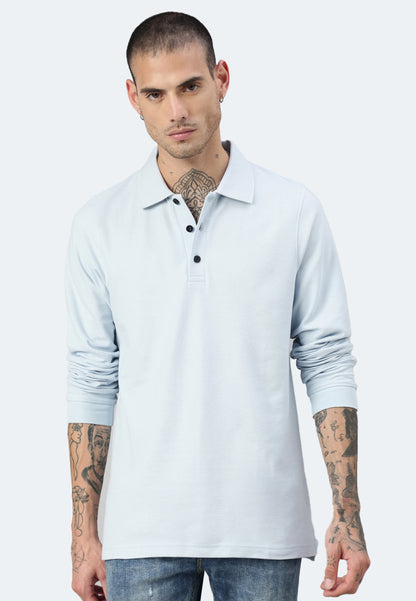 Long sleeve organic cotton piqué polo shirt Erik