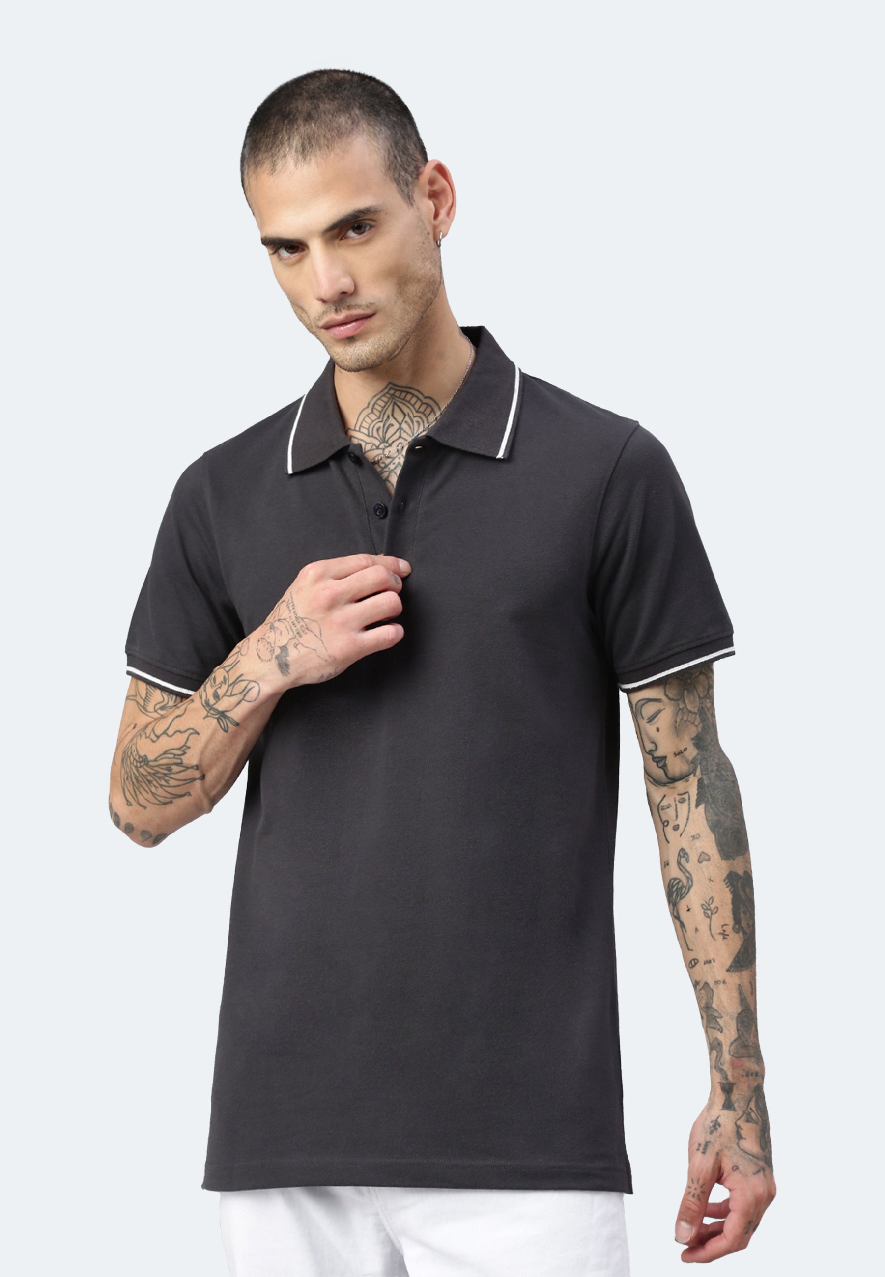 Contrast polo with elastane Ben