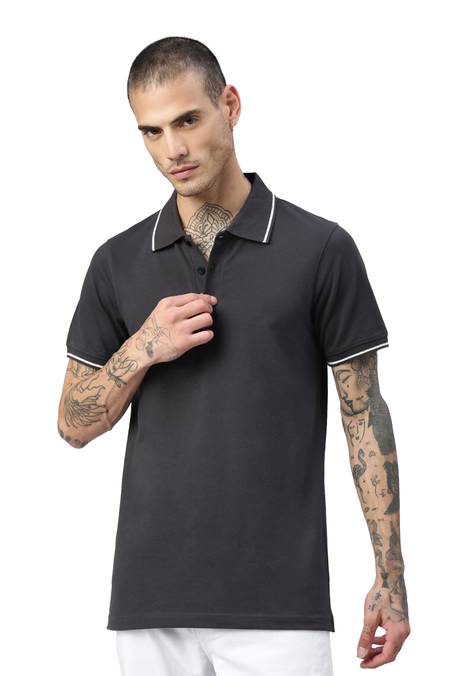 Contrast polo with elastane Ben