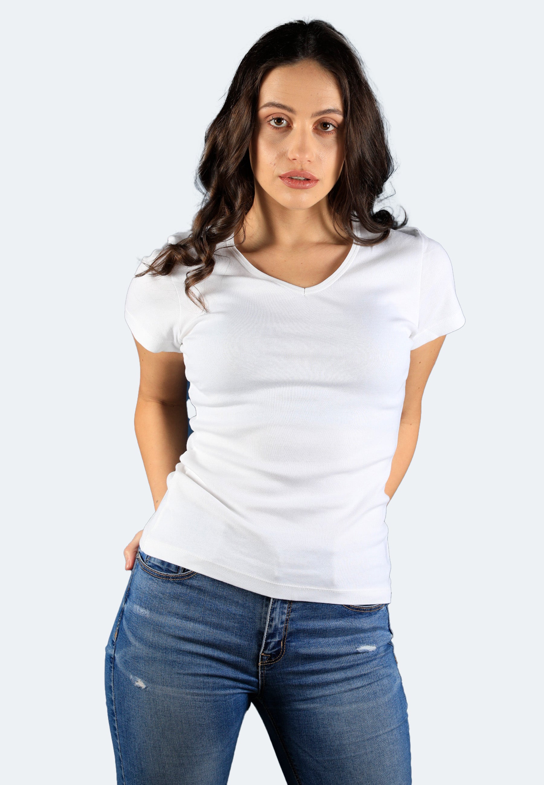 Ribbed T-shirt V-neck Efia