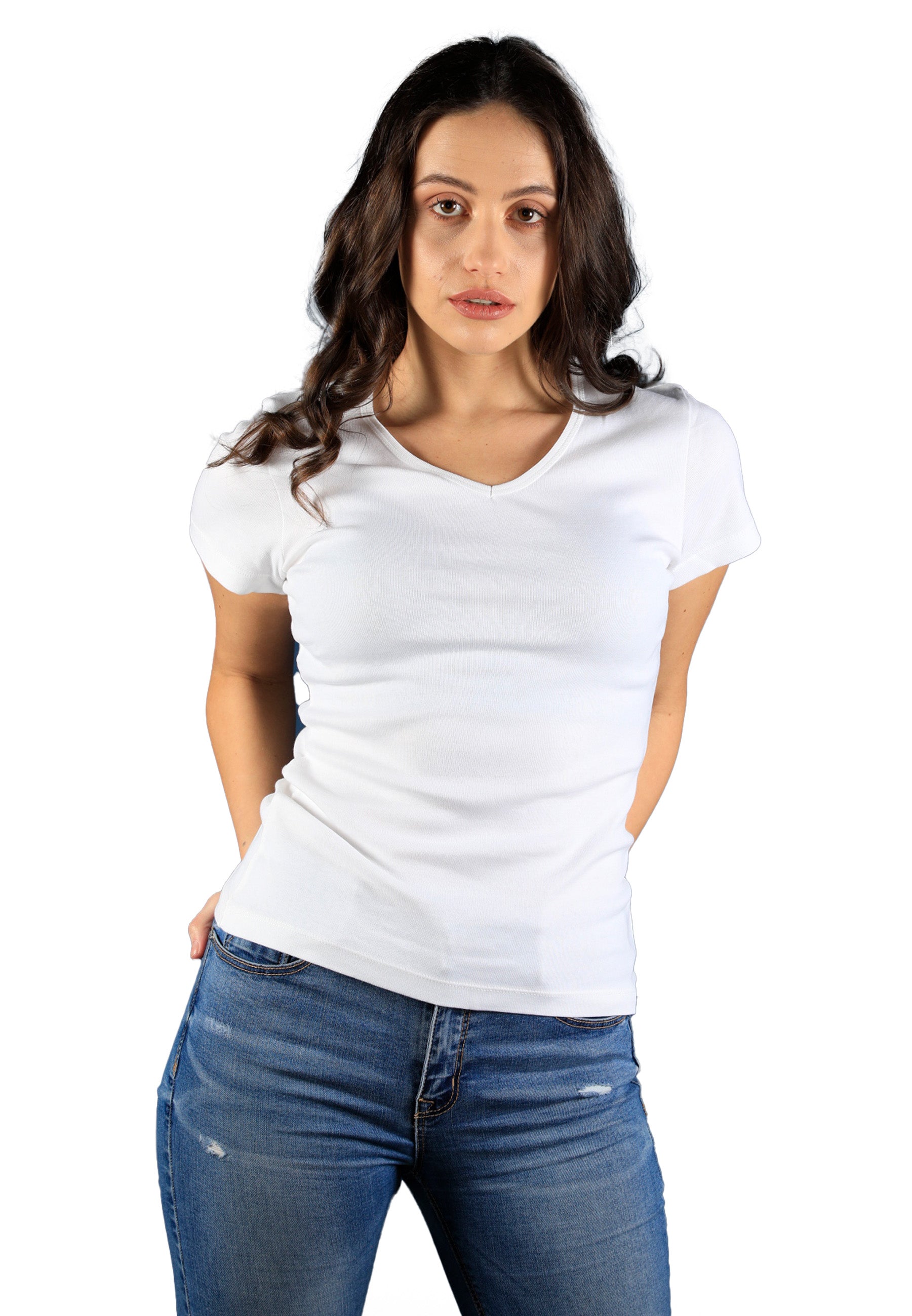 Ribbed T-shirt V-neck Efia