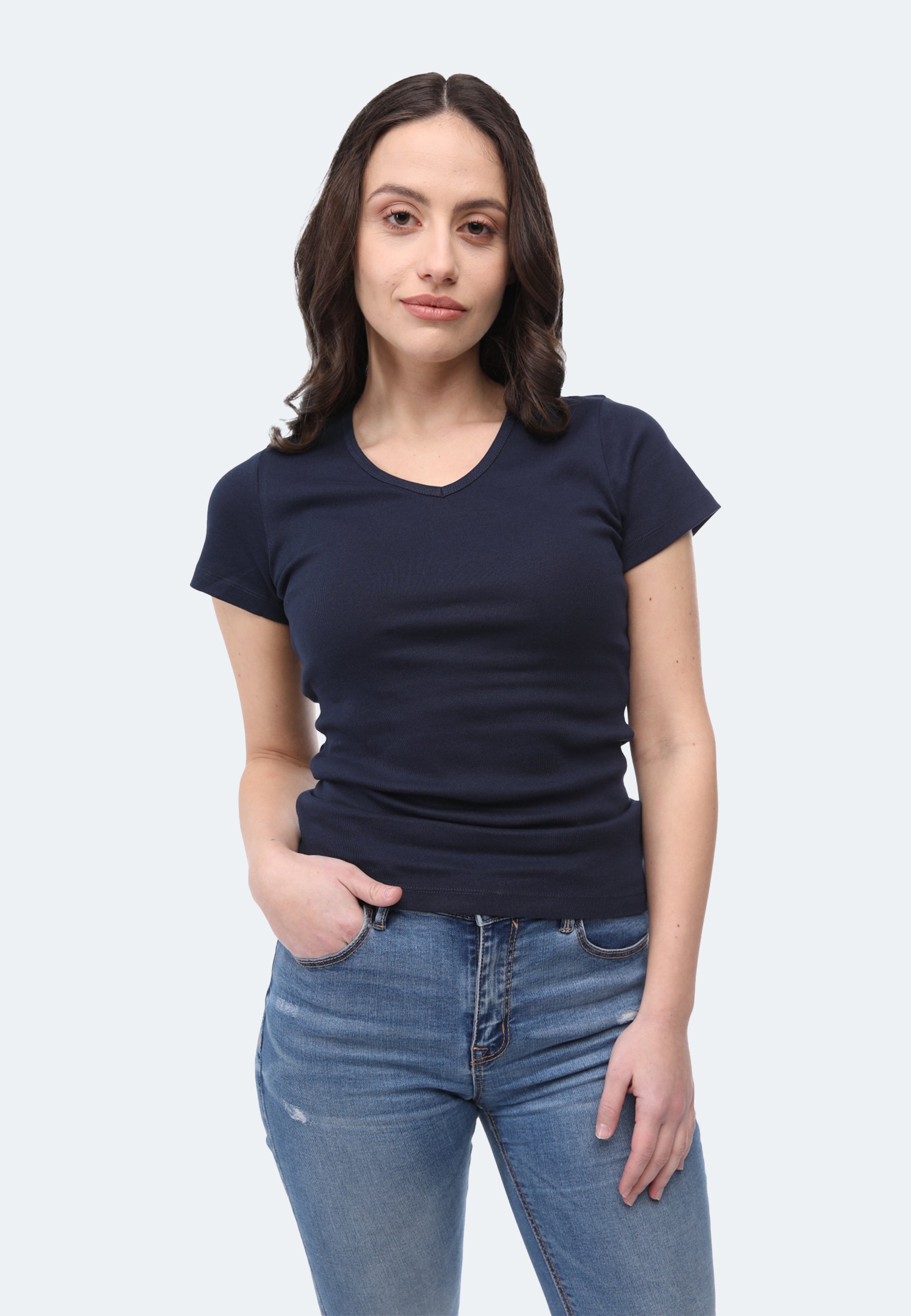 Ribbed T-shirt V-neck Efia
