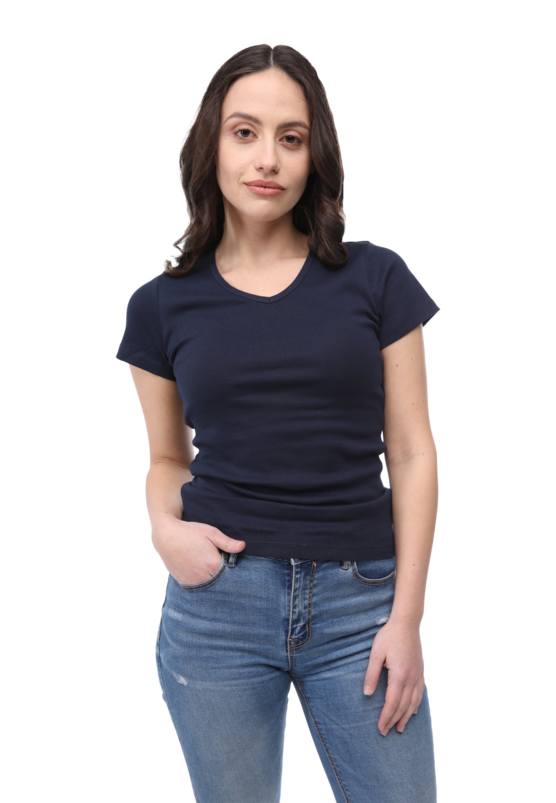 Ribbed T-shirt V-neck Efia