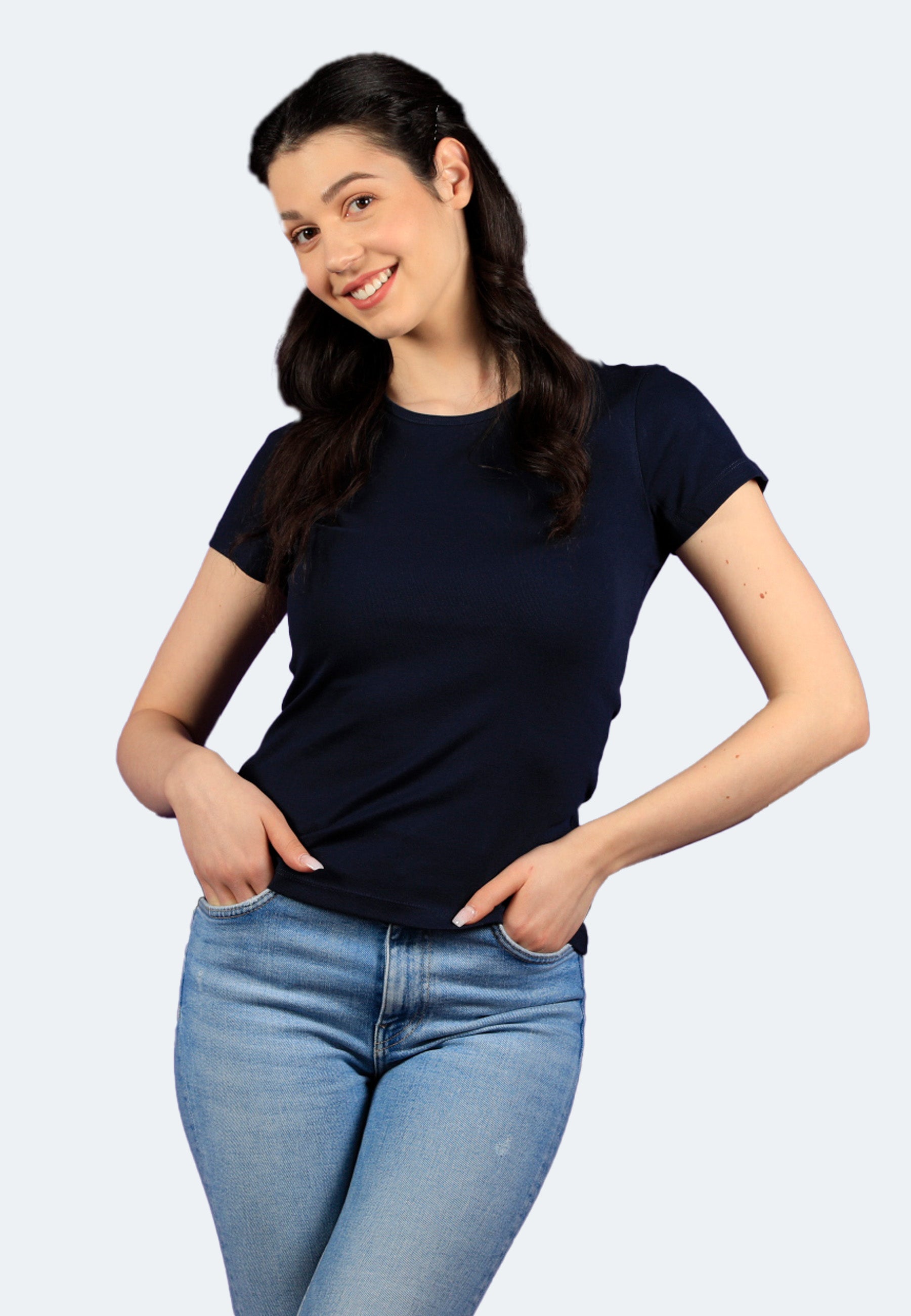 Round neck ribbed T-shirt Sally