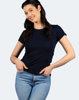 Round neck ribbed T-shirt Sally