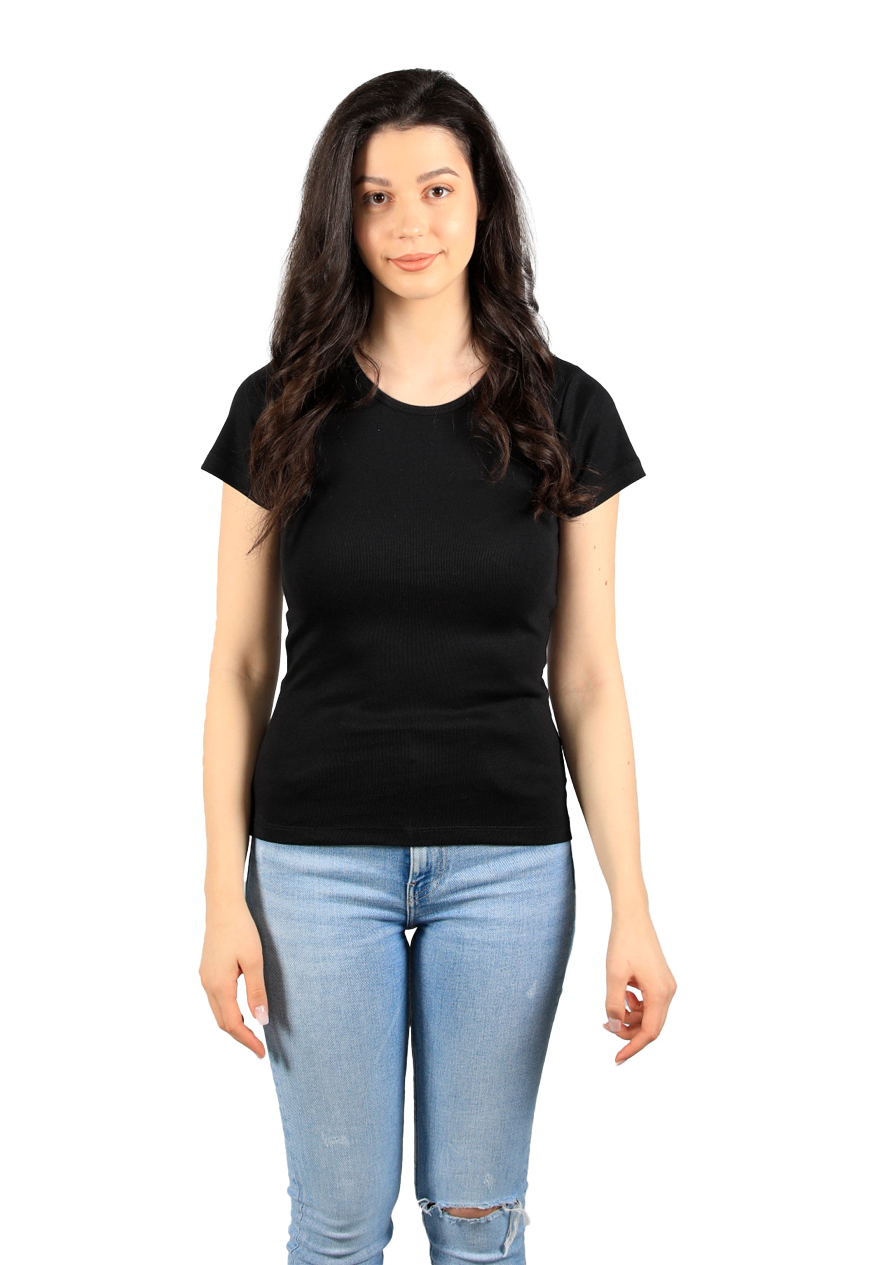 Round neck ribbed T-shirt Sally