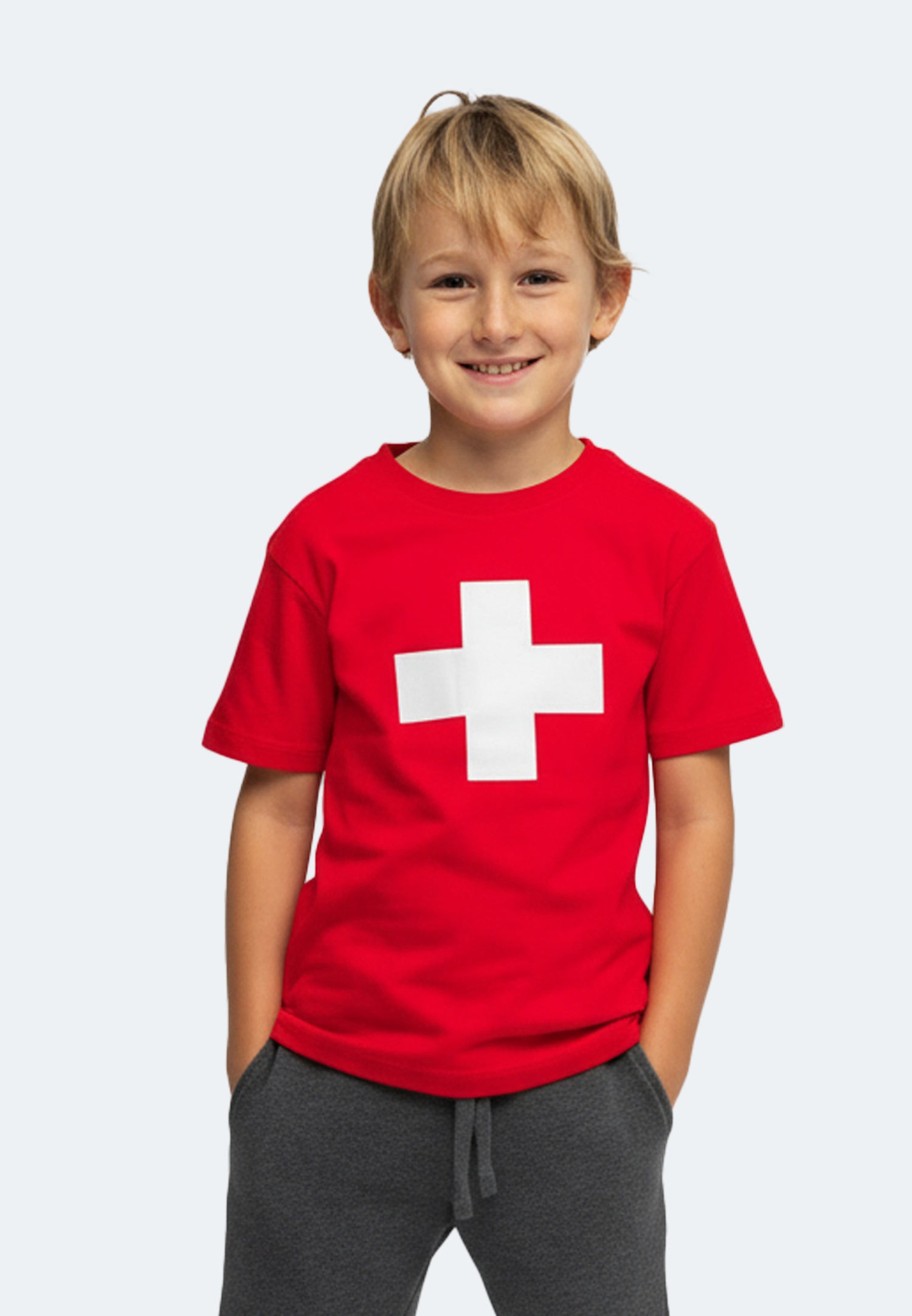 Switcher shirt kid's swiss vision helvetica color/10 rouge