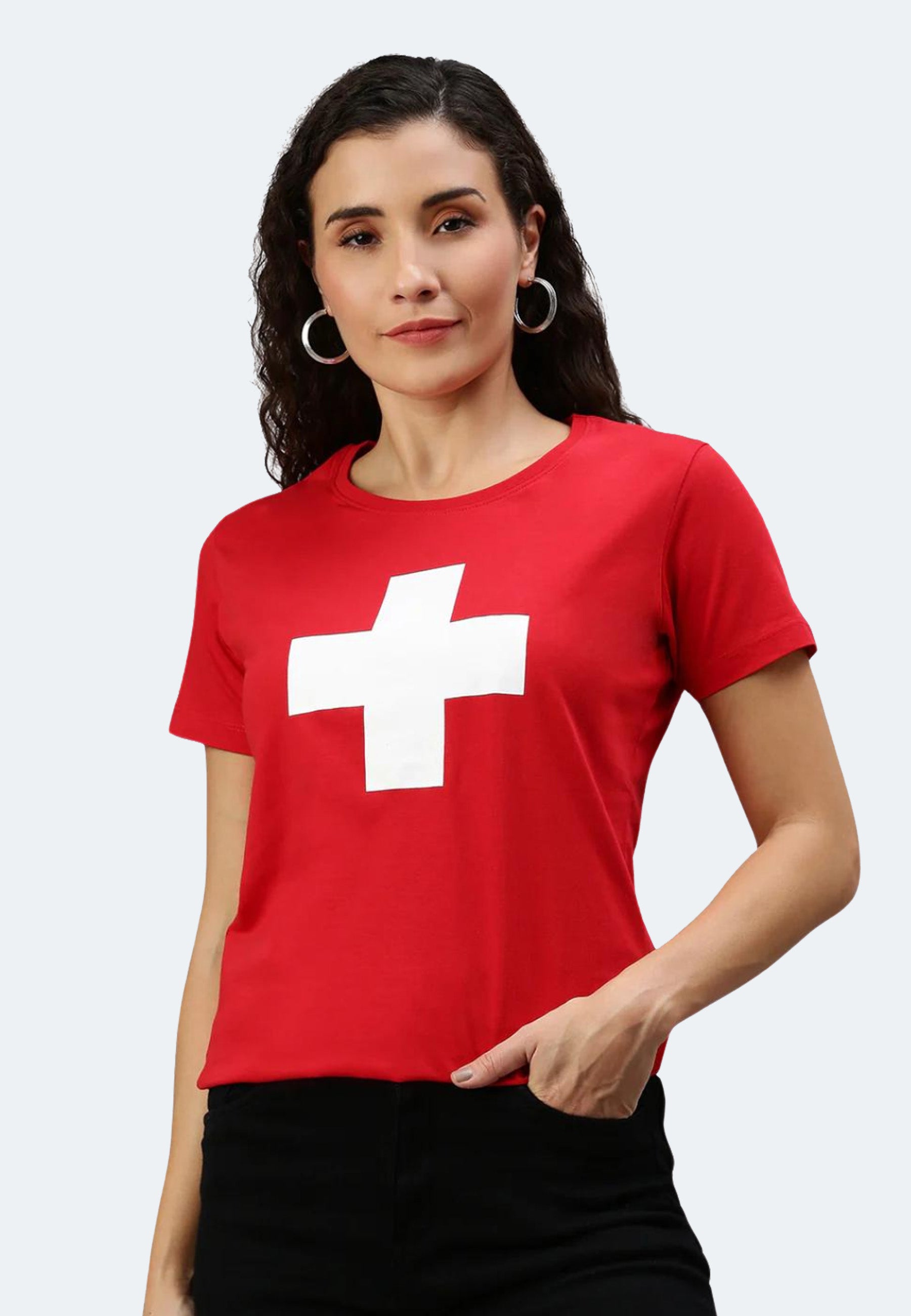 Switcher shirt lady Helvetica color/10 rouge