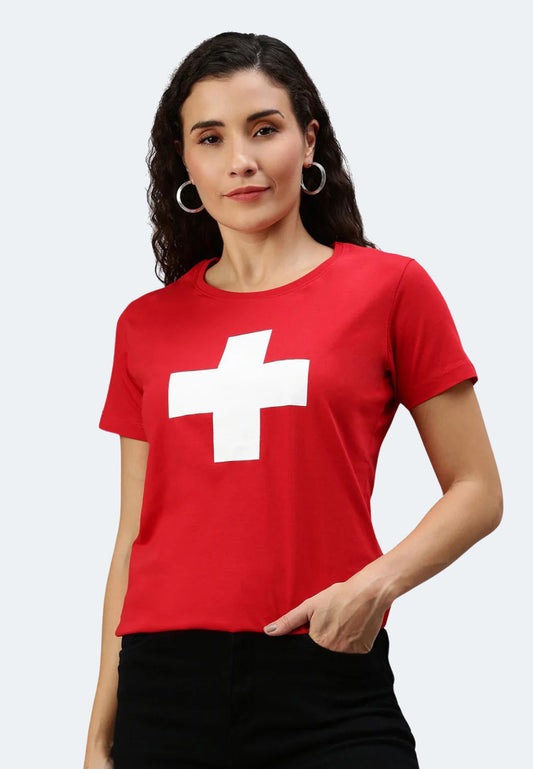 Switcher shirt lady Helvetica color/10 rouge