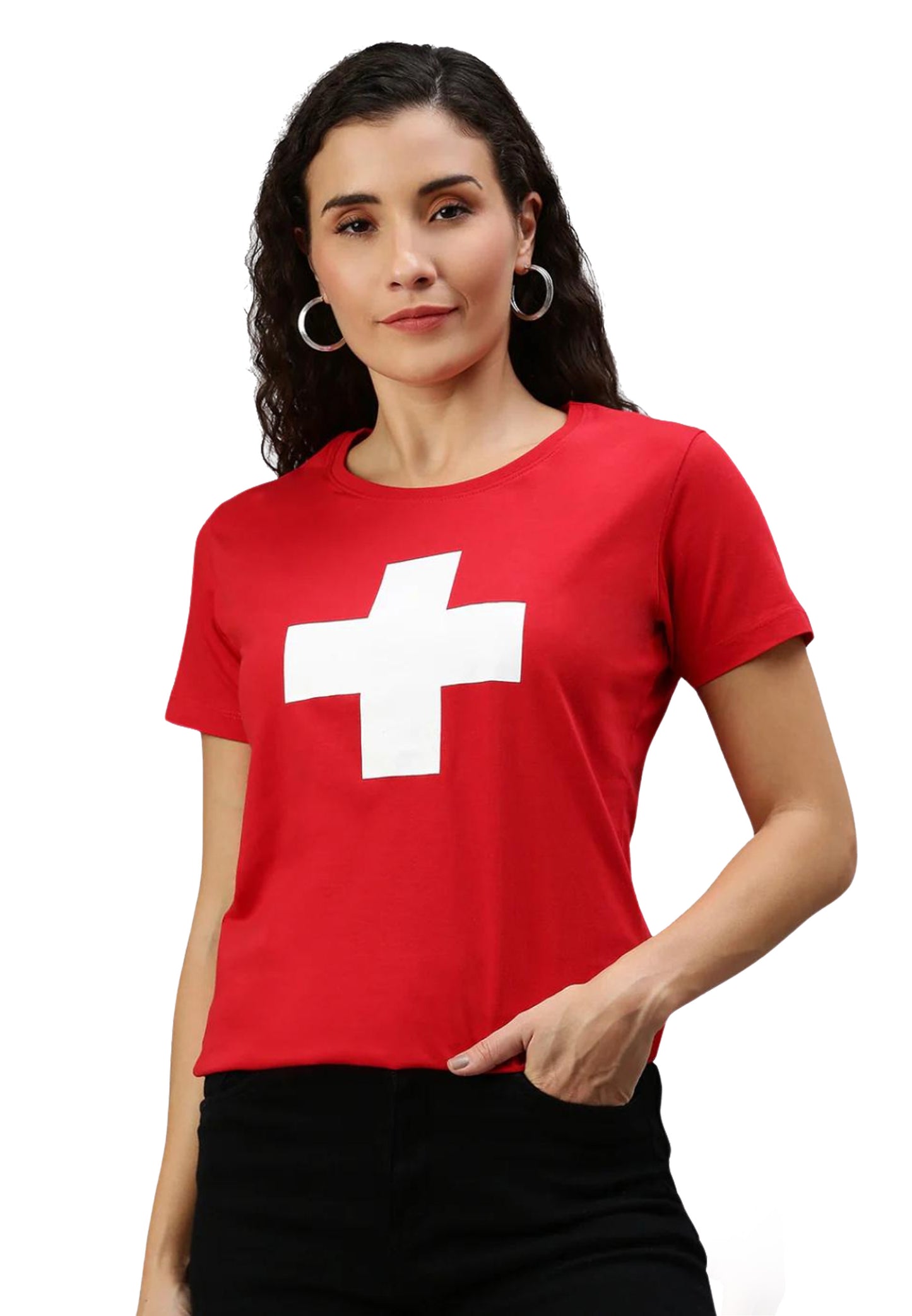 Switcher shirt lady Helvetica color/10 rouge