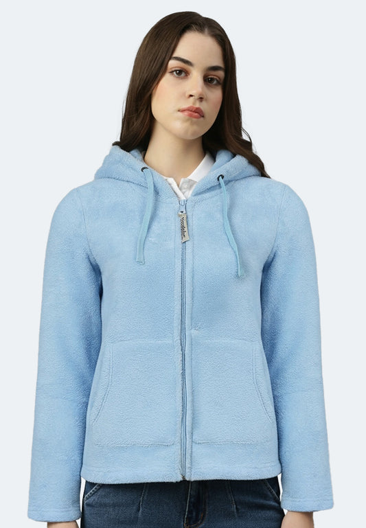 Women's cozy hoodie made from 100% recycled polyester fleece