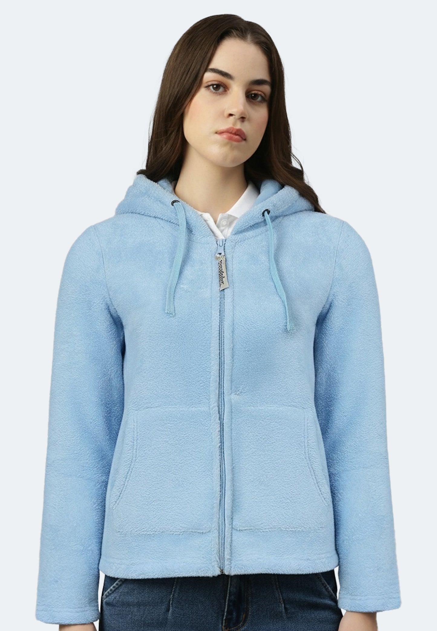 Women's cozy hoodie made from 100% recycled polyester fleece
