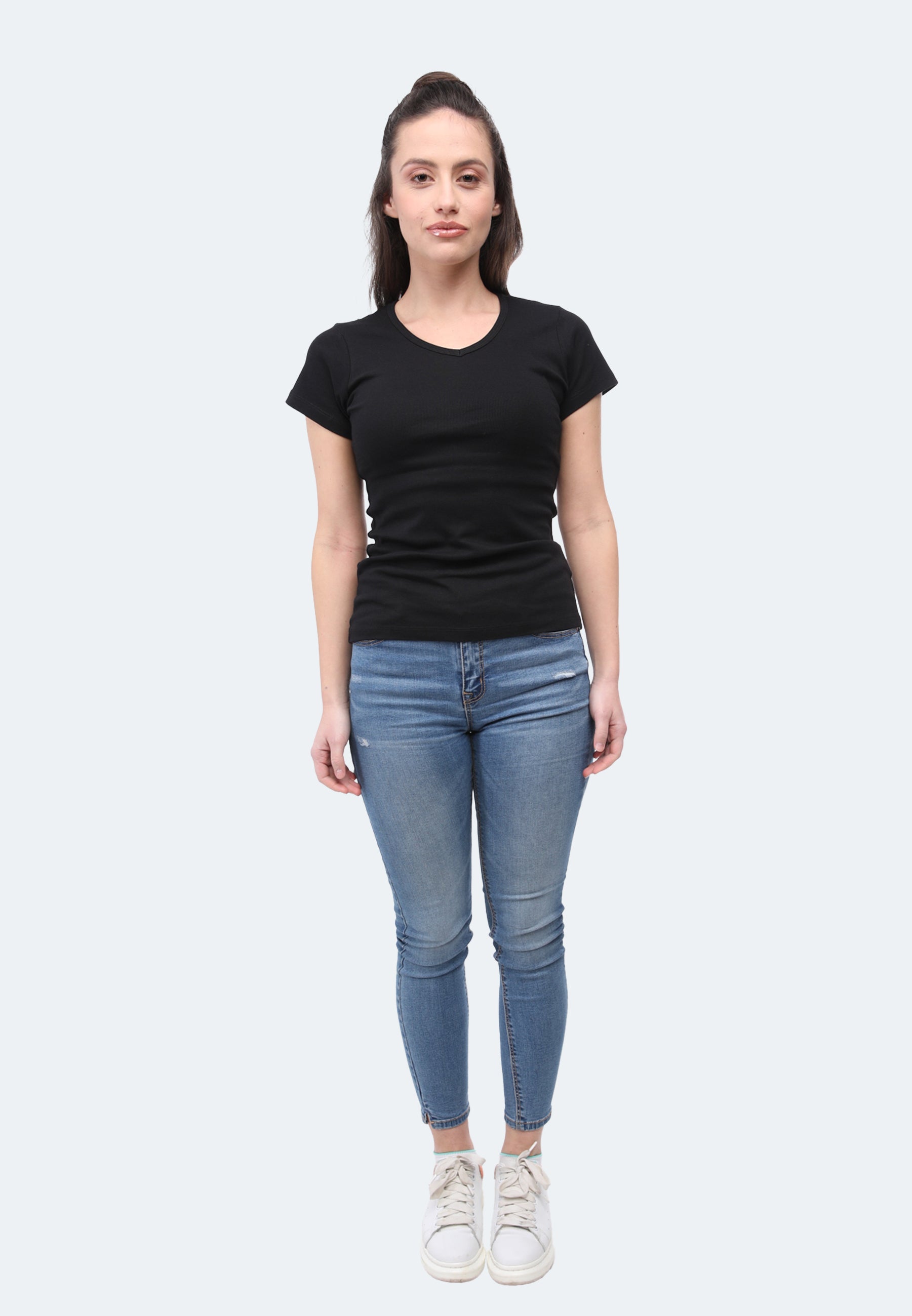 Ribbed T-shirt V-neck Efia