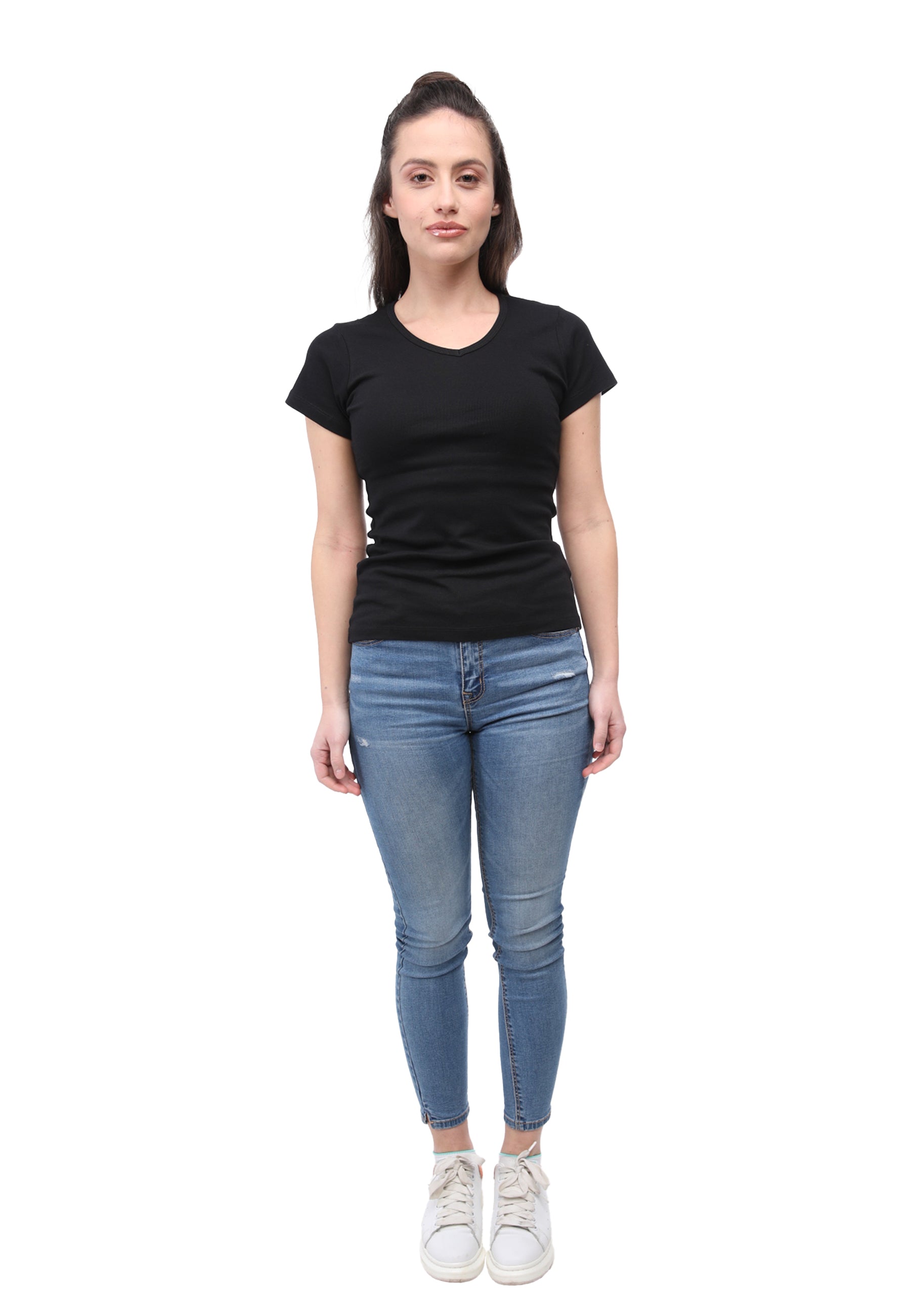 Ribbed T-shirt V-neck Efia