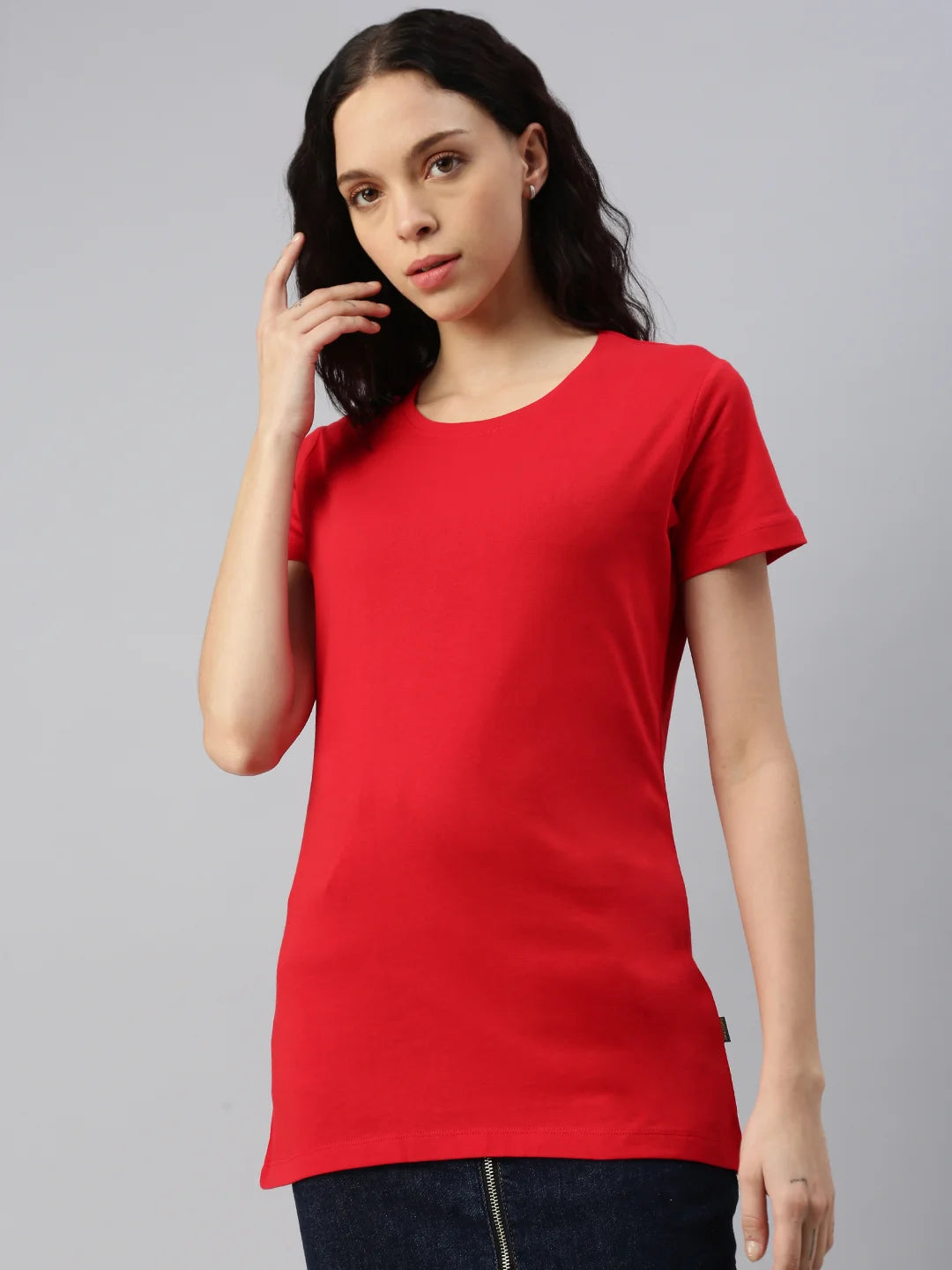 Women T-Shirt-Roundneck-T-Shirt-Red-Switcher