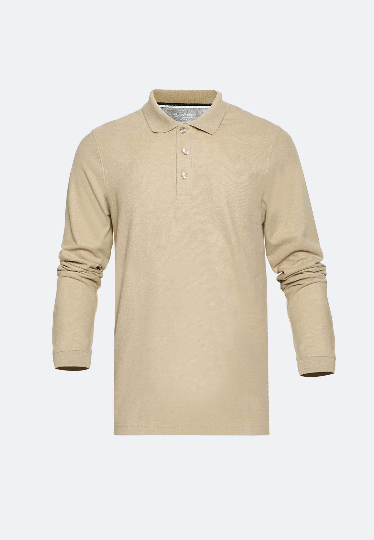 Long sleeve organic cotton piqué polo shirt Erik