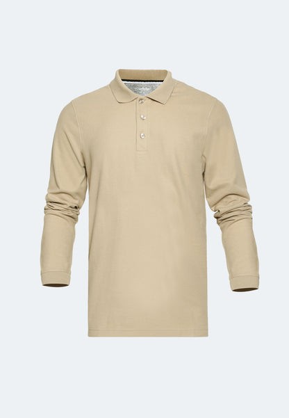 Long sleeve organic cotton piqué polo shirt Erik