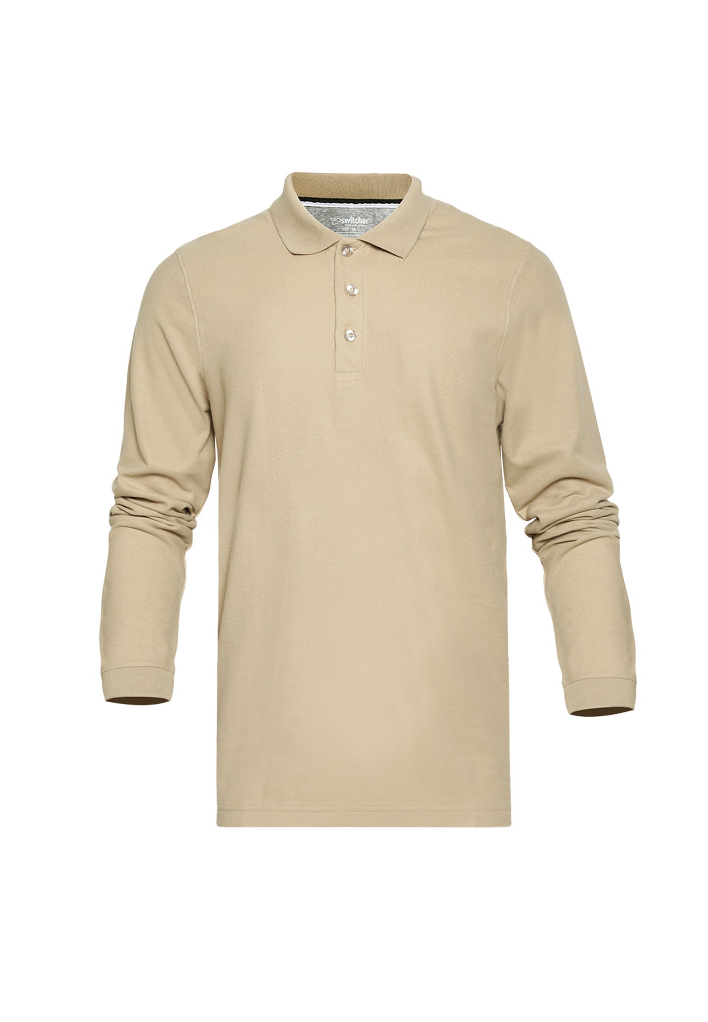 Long sleeve organic cotton piqué polo shirt Erik