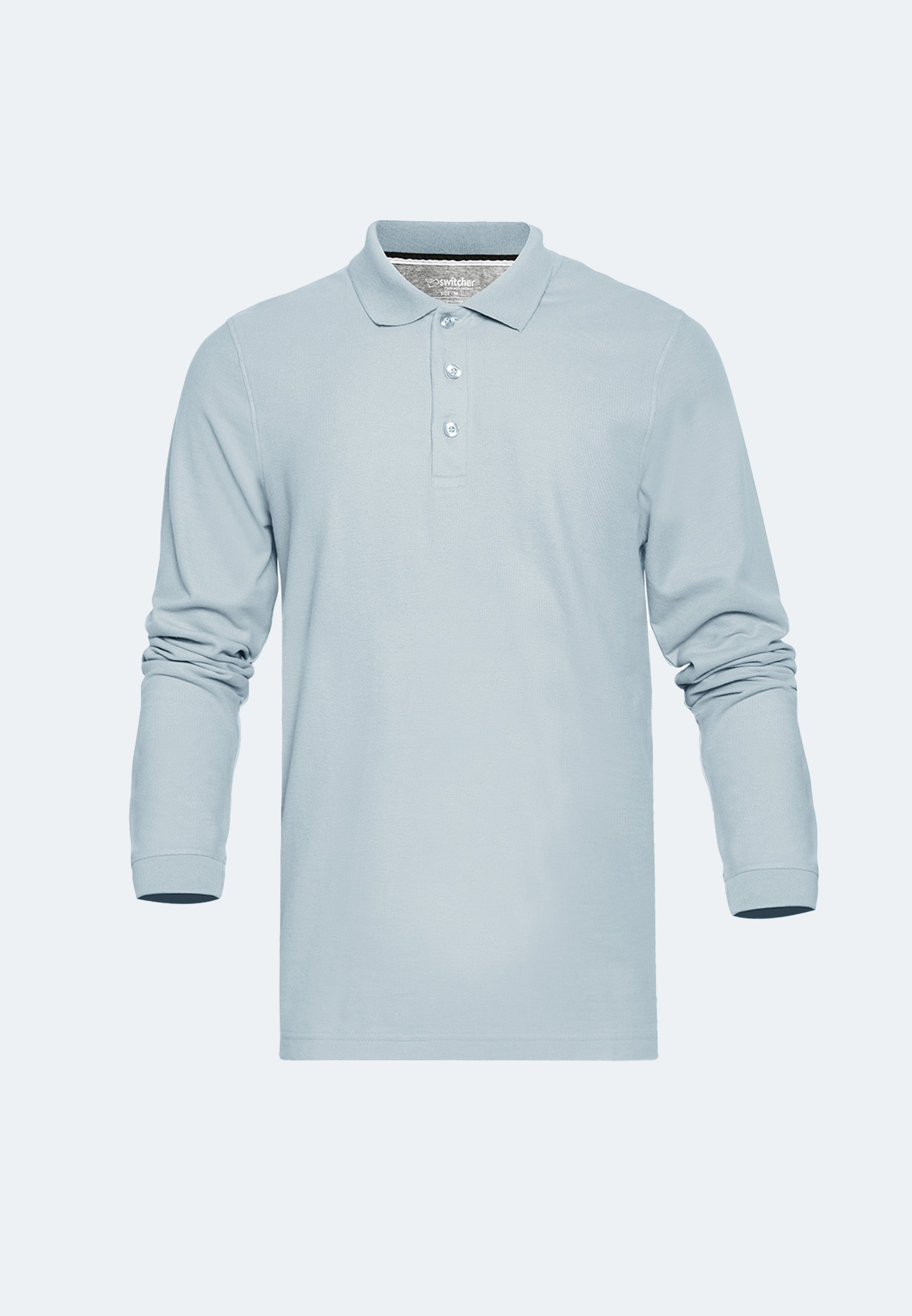 Long sleeve organic cotton piqué polo shirt Erik