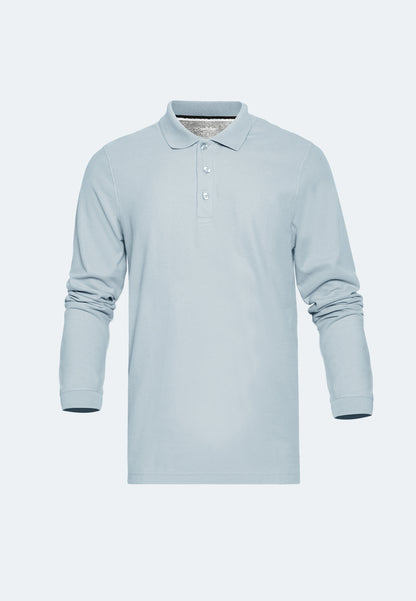 Long sleeve organic cotton piqué polo shirt Erik