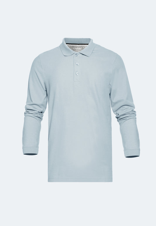 Long sleeve organic cotton piqué polo shirt Erik