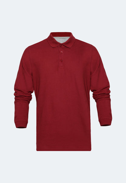 Long sleeve organic cotton piqué polo shirt Erik