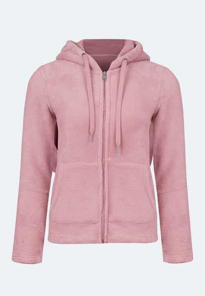 Women's cozy hoodie made from 100% recycled polyester fleece