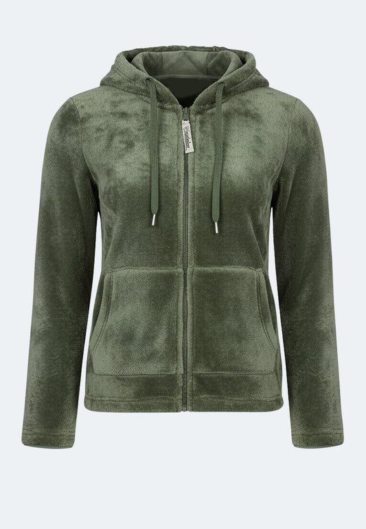 Women's cozy hoodie made from 100% recycled polyester fleece