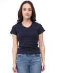 women's efia cotton v-neck t-shirt blue switcher